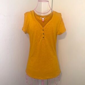 🥂No Boundaries Orange Ribbed Button down Tee- Large (11-13)